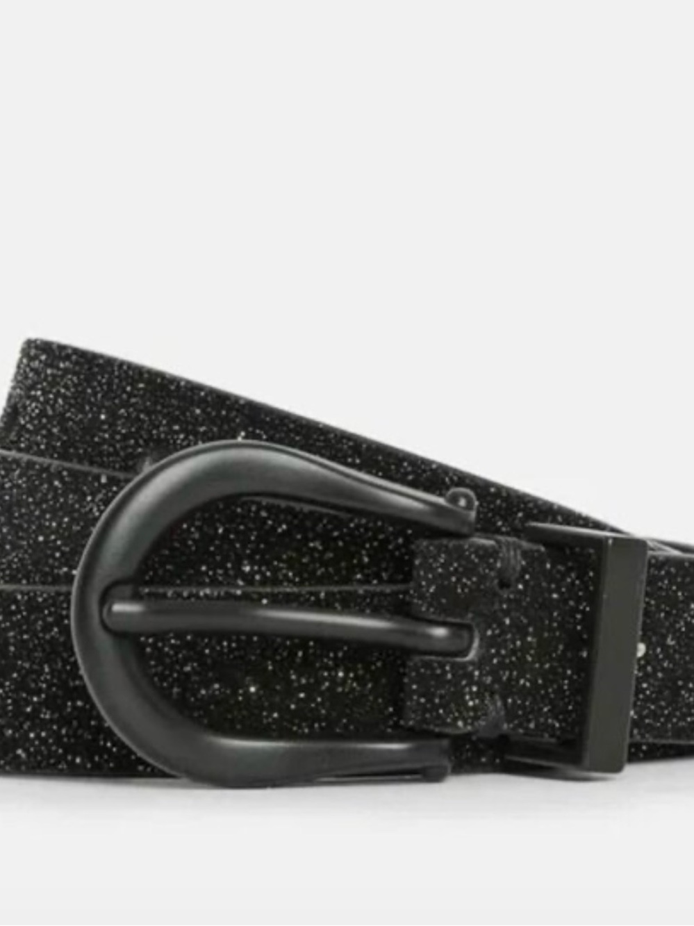 AllSaints Luna Sparkle Skinny Leather Belt Black Women’s